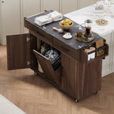 Bybafun Brown Mdf Base with Mdf Wood Top Rolling Kitchen Cart (20.6-in x 51-in x 35-in)