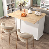 Bybafun White Mdf Base with Mdf Wood Top Rolling Kitchen Island (29.5-in x 46-in x 37-in)