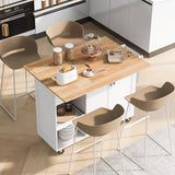 Bybafun White Mdf Base with Mdf Wood Top Rolling Kitchen Island (33.2-in x 49-in x 37.5-in)