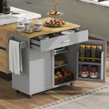 Bybafun Gray Mdf Base with Wood Top Rolling Kitchen Island (25.7-in x 39-in x 34-in)