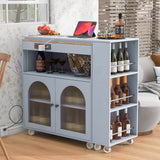 Bybafun Gray Mdf Base with Mdf Wood Top Rolling Kitchen Island (15.8-in x 56.3-in x 37.1-in)
