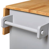 Bybafun Gray Mdf Base with Wood Top Rolling Kitchen Island (25.7-in x 39-in x 34-in)