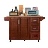 Bybafun Brown Mdf Base with Mdf Wood Top Rolling Kitchen Island (18.1-in x 53.8-in x 35.5-in)