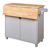 Bybafun Gray Mdf Base with Wood Top Rolling Kitchen Island (25.7-in x 39-in x 34-in)