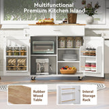 Bybafun White Mdf Base with Wood Top Rolling Kitchen Island (25.7-in x 39-in x 34-in)