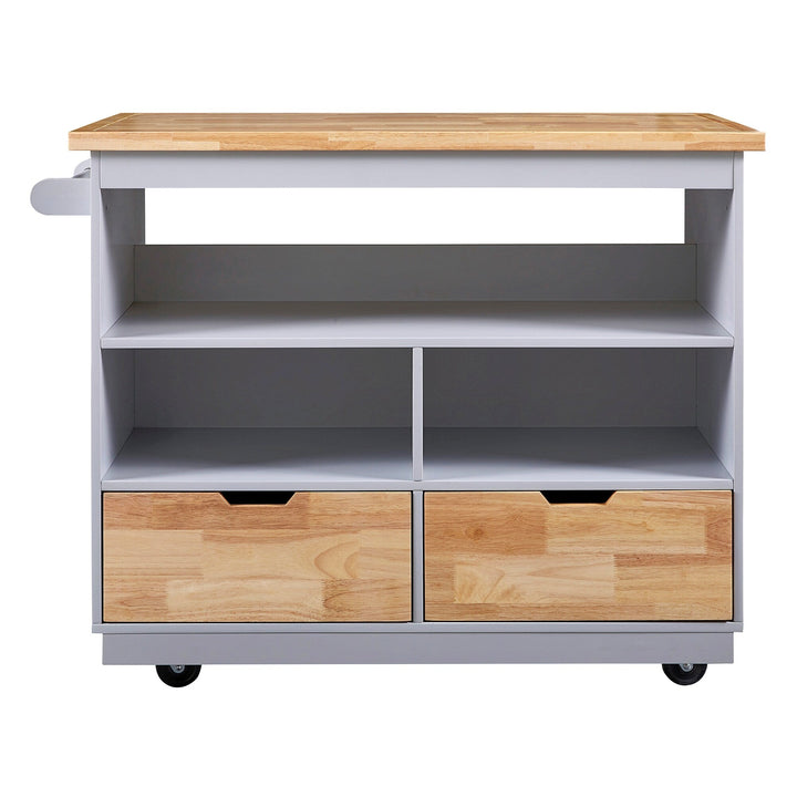 Bybafun Gray Mdf Base with Wood Top Rolling Kitchen Cart (21.7-in x 43.3-in x 35.6-in)