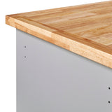 Bybafun Gray Mdf Base with Wood Top Rolling Kitchen Cart (21.7-in x 43.3-in x 35.6-in)
