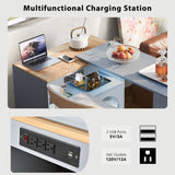 Bybafun Gray Mdf Base with Mdf Wood Top Rolling Kitchen Island (15.8-in x 56.3-in x 37.1-in)
