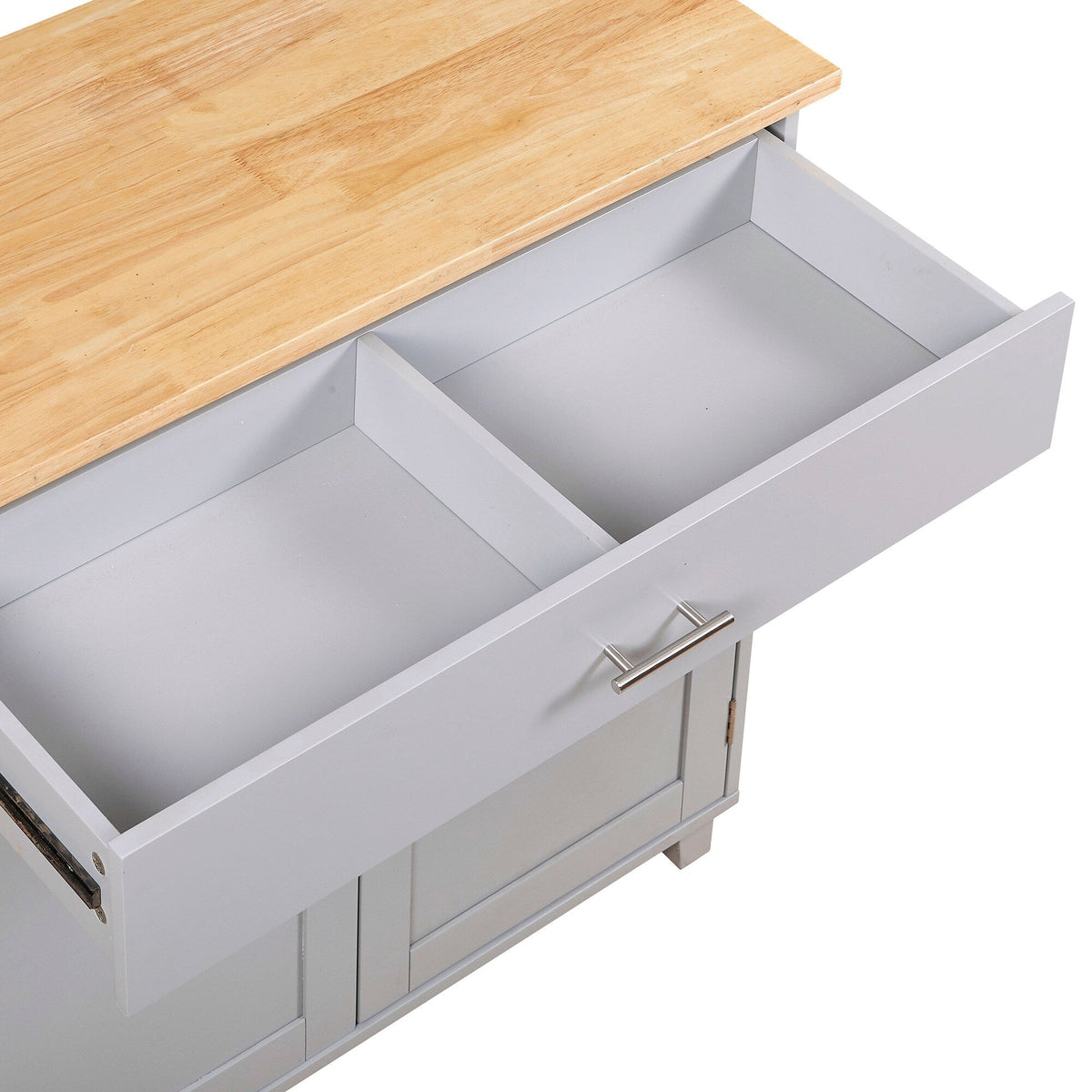 Bybafun Gray Mdf Base with Wood Top Rolling Kitchen Island (25.7-in x 39-in x 34-in)