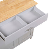 Bybafun Gray Mdf Base with Wood Top Rolling Kitchen Island (25.7-in x 39-in x 34-in)