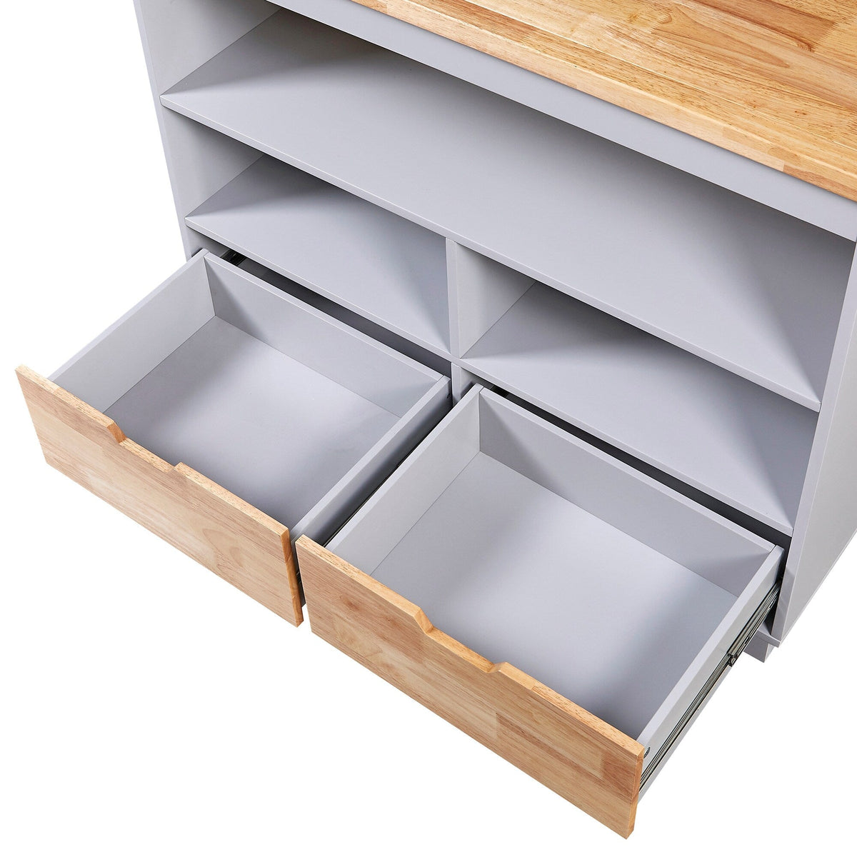 Bybafun Gray Mdf Base with Wood Top Rolling Kitchen Cart (21.7-in x 43.3-in x 35.6-in)