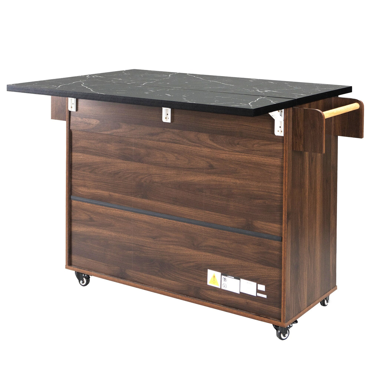 Bybafun Brown Mdf Base with Mdf Wood Top Rolling Kitchen Cart (20.6-in x 51-in x 35-in)