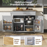 Bybafun Gray Mdf Base with Wood Top Rolling Kitchen Island (25.7-in x 39-in x 34-in)