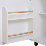 Bybafun White Mdf Base with Wood Top Rolling Kitchen Island (25.7-in x 39-in x 34-in)