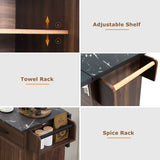 Bybafun Brown Mdf Base with Mdf Wood Top Rolling Kitchen Cart (20.6-in x 51-in x 35-in)