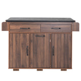 Bybafun Brown Mdf Base with Mdf Wood Top Rolling Kitchen Cart (20.6-in x 51-in x 35-in)