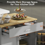 Bybafun Gray Mdf Base with Wood Top Rolling Kitchen Island (25.7-in x 39-in x 34-in)