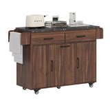 Bybafun Brown Mdf Base with Mdf Wood Top Rolling Kitchen Cart (20.6-in x 51-in x 35-in)