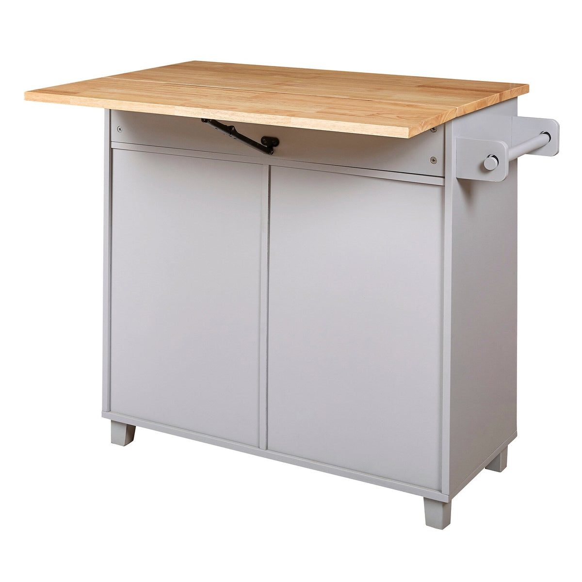 Bybafun Gray Mdf Base with Wood Top Rolling Kitchen Island (25.7-in x 39-in x 34-in)