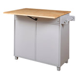 Bybafun Gray Mdf Base with Wood Top Rolling Kitchen Island (25.7-in x 39-in x 34-in)