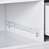 Bybafun White Mdf Base with Wood Top Rolling Kitchen Cart (21.7-in x 43.3-in x 35.6-in)