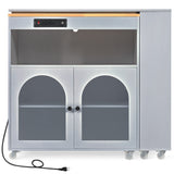 Bybafun Gray Mdf Base with Mdf Wood Top Rolling Kitchen Island (15.8-in x 56.3-in x 37.1-in)