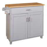 Bybafun Gray Mdf Base with Wood Top Rolling Kitchen Island (25.7-in x 39-in x 34-in)