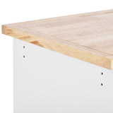 Bybafun White Mdf Base with Wood Top Rolling Kitchen Cart (21.7-in x 43.3-in x 35.6-in)