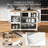 Bybafun White Mdf Base with Mdf Wood Top Rolling Kitchen Island (33.2-in x 49-in x 37.5-in)