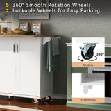 Bybafun White Mdf Base with Mdf Wood Top Rolling Kitchen Island (33.2-in x 49-in x 37.5-in)