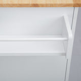Bybafun White Mdf Base with Wood Top Rolling Kitchen Island (30-in x 53.9-in x 36.2-in)