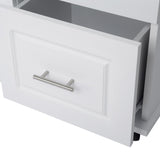 Bybafun White Mdf Base with Wood Top Rolling Kitchen Island (30-in x 53.9-in x 36.2-in)
