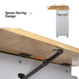 Bybafun Gray Mdf Base with Wood Top Rolling Kitchen Island (25.7-in x 39-in x 34-in)