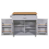 Bybafun Gray Mdf Base with Wood Top Rolling Kitchen Island (25.7-in x 39-in x 34-in)