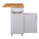Bybafun Gray Mdf Base with Wood Top Rolling Kitchen Island (25.7-in x 39-in x 34-in)