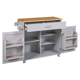 Bybafun Gray Mdf Base with Wood Top Rolling Kitchen Island (25.7-in x 39-in x 34-in)