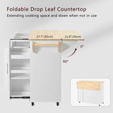 Bybafun White Mdf Base with Mdf Wood Top Rolling Kitchen Island (29.5-in x 46-in x 37-in)