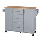 Bybafun Gray Mdf Base with Wood Top Rolling Kitchen Island (17-in x 50-in x 36.9-in)