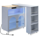 Bybafun Gray Mdf Base with Mdf Wood Top Rolling Kitchen Island (15.8-in x 56.3-in x 37.1-in)