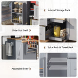 Bybafun Gray Mdf Base with Wood Top Rolling Kitchen Island (17-in x 50-in x 36.9-in)
