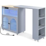 Bybafun Gray Mdf Base with Mdf Wood Top Rolling Kitchen Island (15.8-in x 56.3-in x 37.1-in)