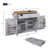 Bybafun Gray Mdf Base with Wood Top Rolling Kitchen Island (25.7-in x 39-in x 34-in)