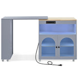 Bybafun Gray Mdf Base with Mdf Wood Top Rolling Kitchen Island (15.8-in x 56.3-in x 37.1-in)