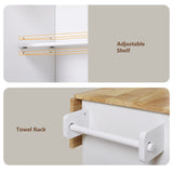 Bybafun White Mdf Base with Wood Top Rolling Kitchen Island (25.7-in x 39-in x 34-in)