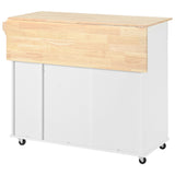 Bybafun White Mdf Base with Mdf Wood Top Rolling Kitchen Island (29.5-in x 46-in x 37-in)