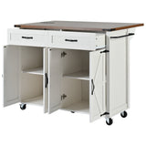 Bybafun White Mdf Base with Mdf Top Rolling Kitchen Island (17.7-in x 53.5-in x 36.5-in)