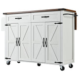 Bybafun White Mdf Base with Mdf Top Rolling Kitchen Island (17.7-in x 53.5-in x 36.5-in)