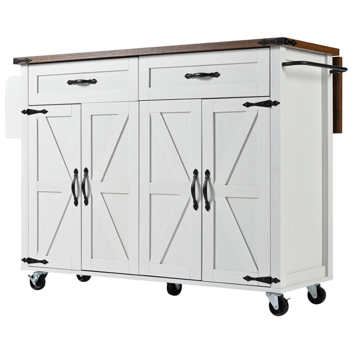 Bybafun White Mdf Base with Mdf Top Rolling Kitchen Island (17.7-in x 53.5-in x 36.5-in)
