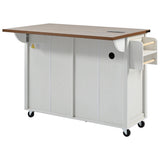 Bybafun White Mdf Base with Mdf Top Rolling Kitchen Island (17.7-in x 53.5-in x 36.5-in)