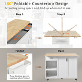 Bybafun White Mdf Base with Mdf Wood Top Rolling Kitchen Island (33.2-in x 49-in x 37.5-in)